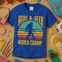 Bigfoot Hide And Seek Champ Sasquatch Retro 70s Gift Kids T-Shirt thumb 3