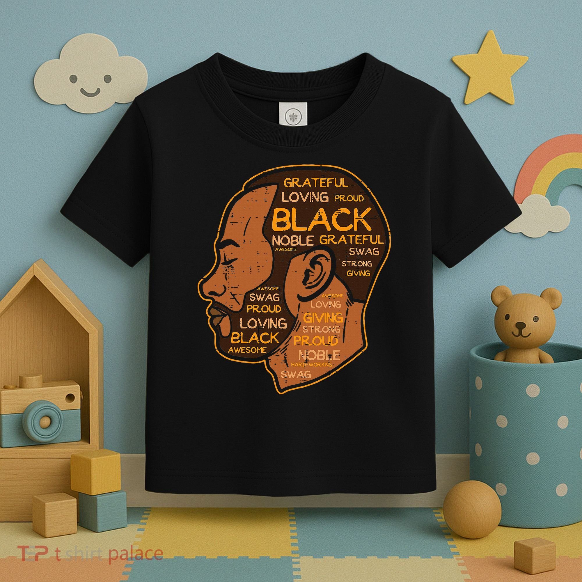 Black History Afro Man Words African American Father Dad Toddler T-Shirt