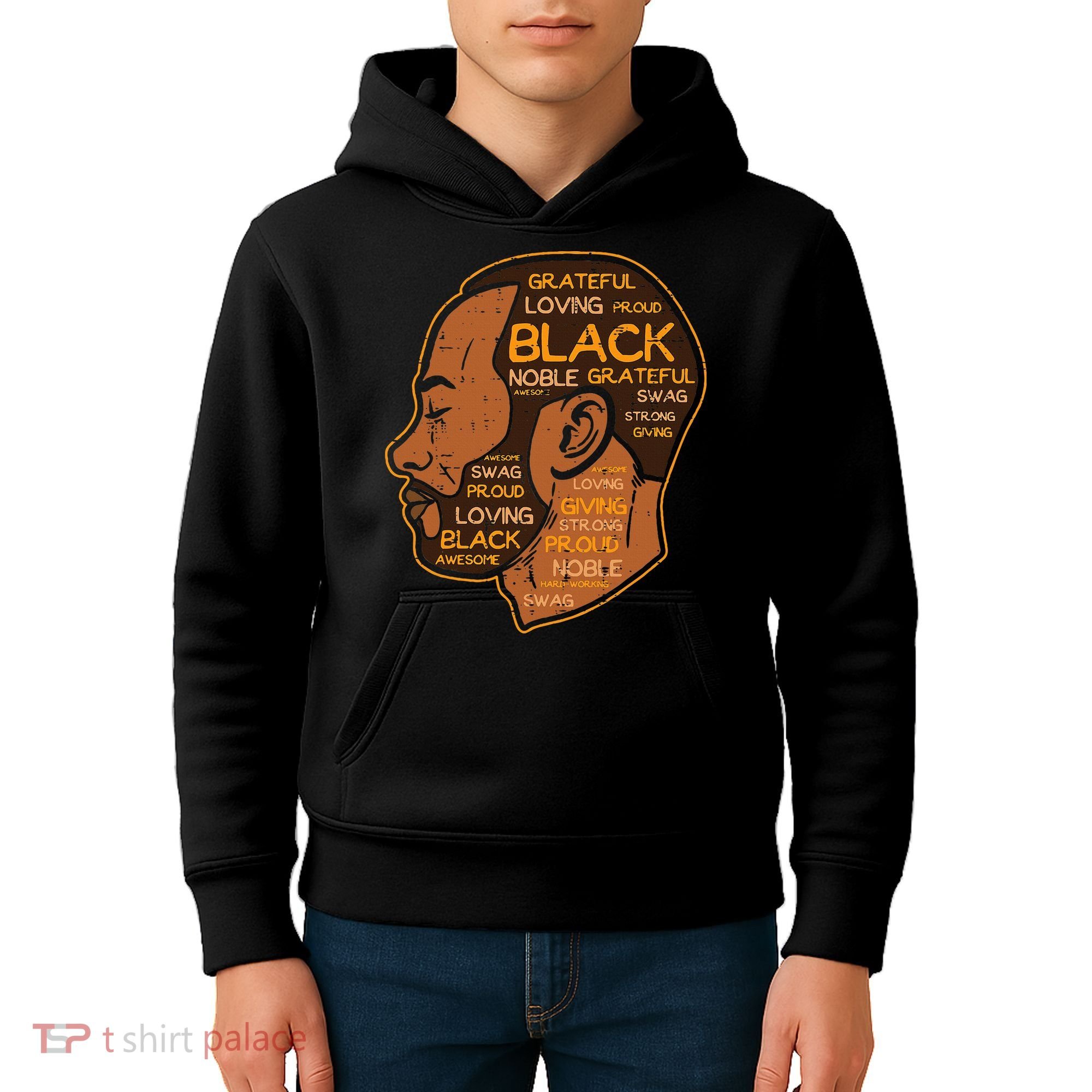 Black History Afro Man Words African American Father Dad Kids Hoodie
