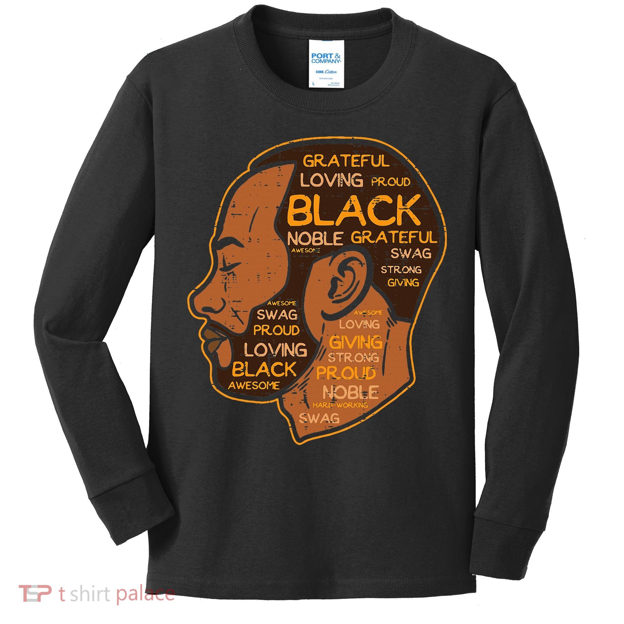 Black History Afro Man Words African American Father Dad Kids Long Sleeve Shirt