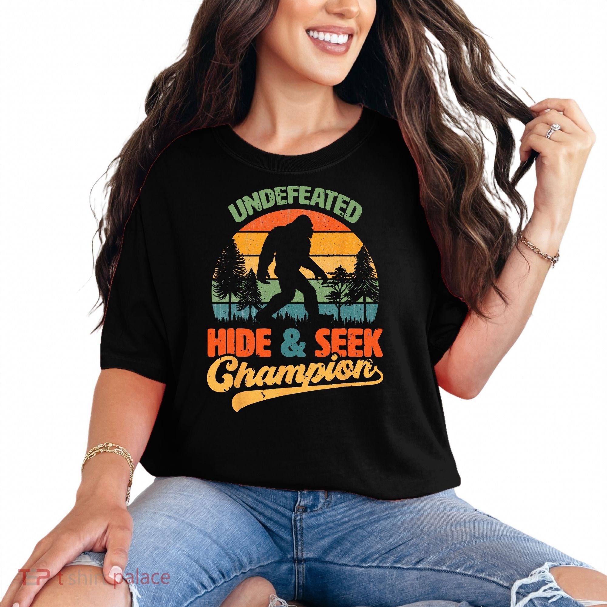 Bigfoot Hide and Seek Champ Sasquatch Hiding Champion Retro Comfort Colors T-Shirt