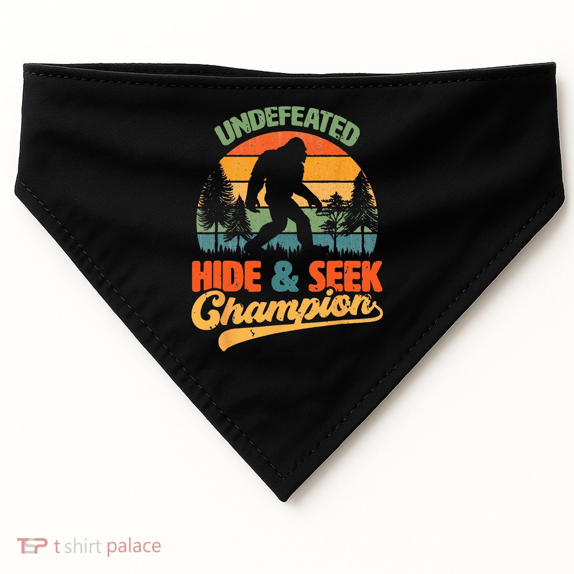 Bigfoot Hide and Seek Champ Sasquatch Hiding Champion Retro USA-Made Doggie Bandana