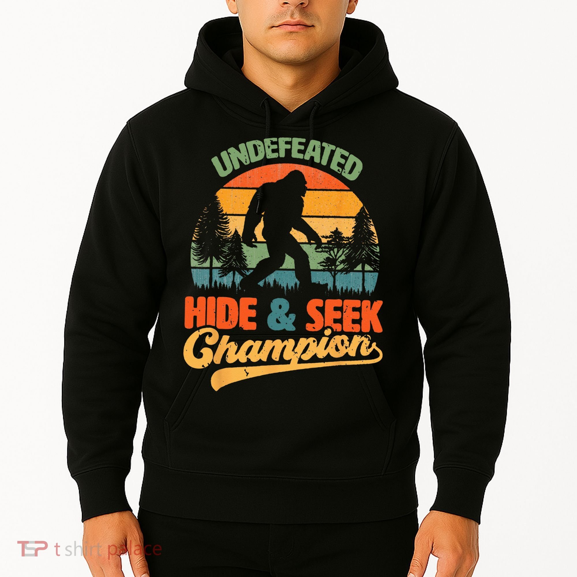 Bigfoot Hide and Seek Champ Sasquatch Hiding Champion Retro Hoodie
