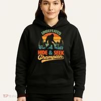 Bigfoot Hide and Seek Champ Sasquatch Hiding Champion Retro Hoodie thumb 5