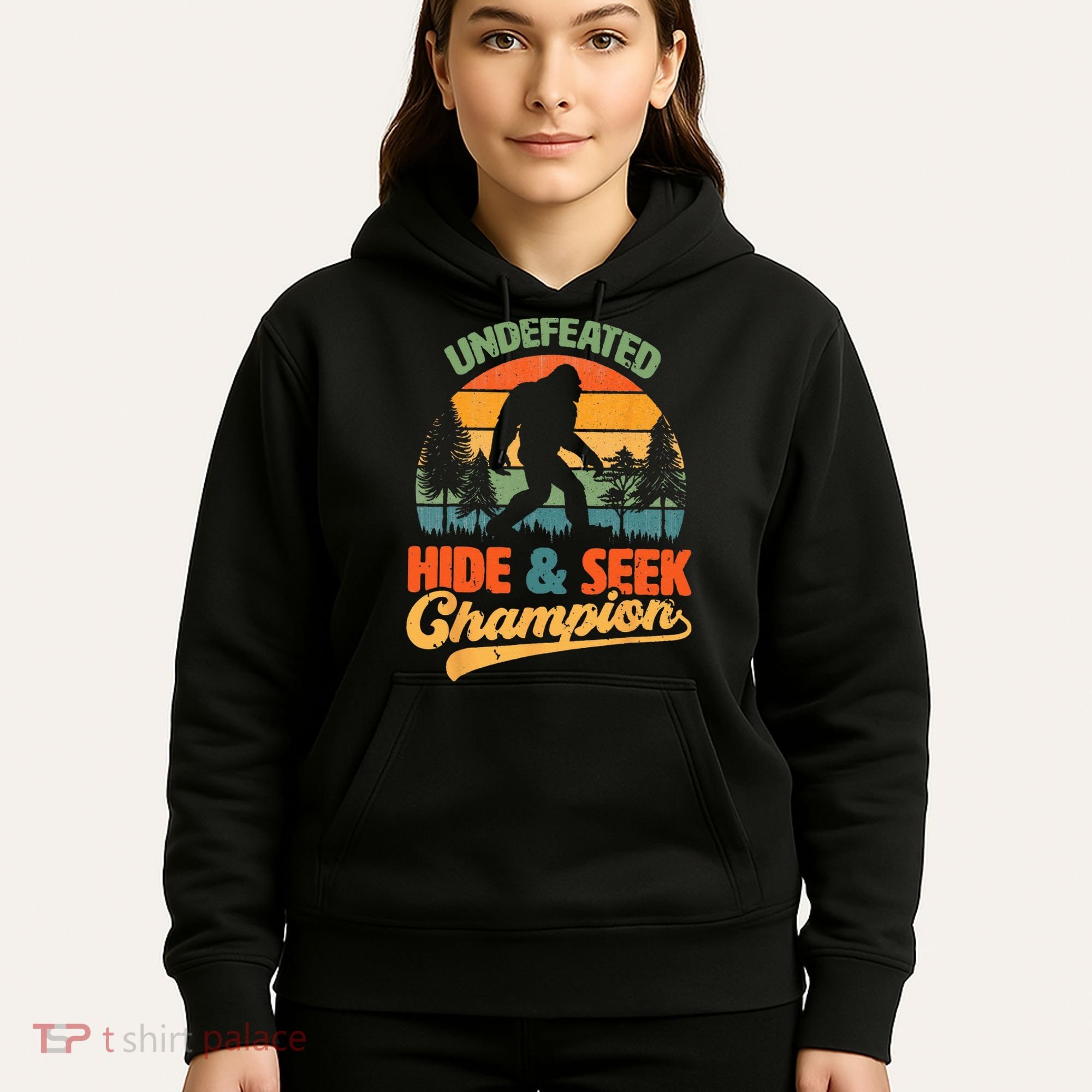 Bigfoot Hide and Seek Champ Sasquatch Hiding Champion Retro Hoodie