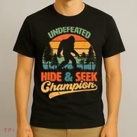 Bigfoot Hide and Seek Champ Sasquatch Hiding Champion Retro T-Shirt thumb 3
