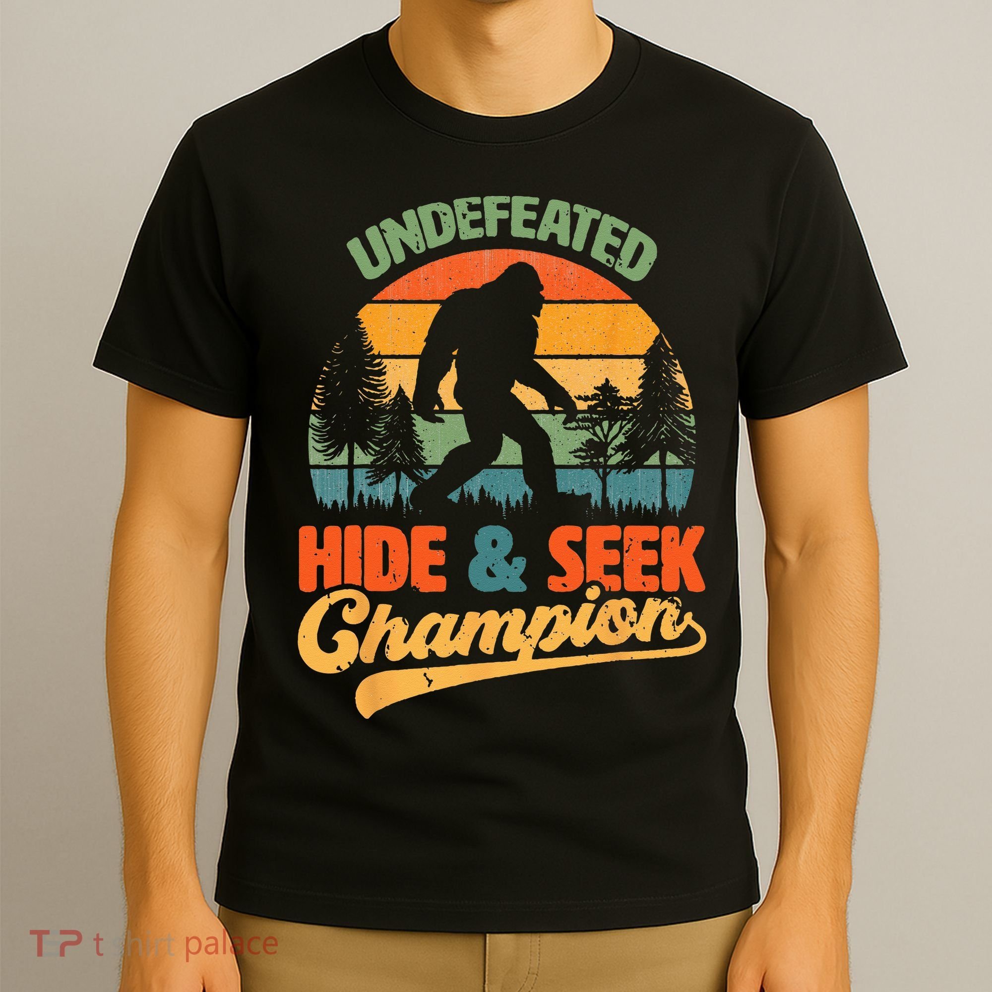 Bigfoot Hide and Seek Champ Sasquatch Hiding Champion Retro T-Shirt