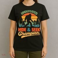 Bigfoot Hide and Seek Champ Sasquatch Hiding Champion Retro T-Shirt thumb 4
