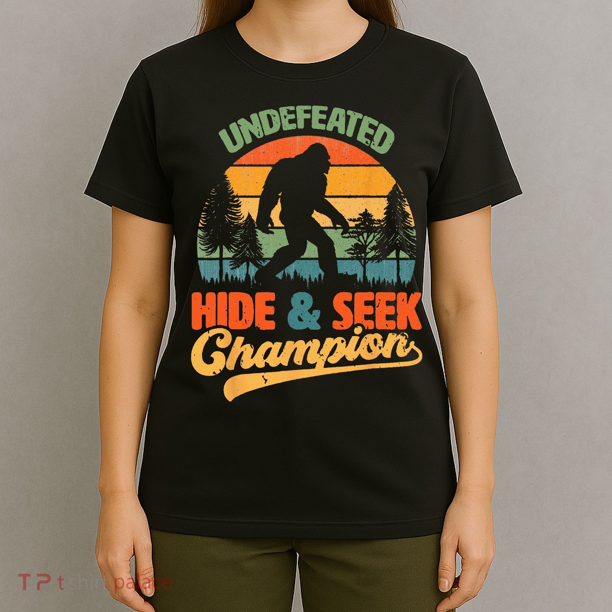 Bigfoot Hide and Seek Champ Sasquatch Hiding Champion Retro T-Shirt