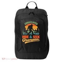 Bigfoot Hide and Seek Champ Sasquatch Hiding Champion Retro City Backpack thumb 0