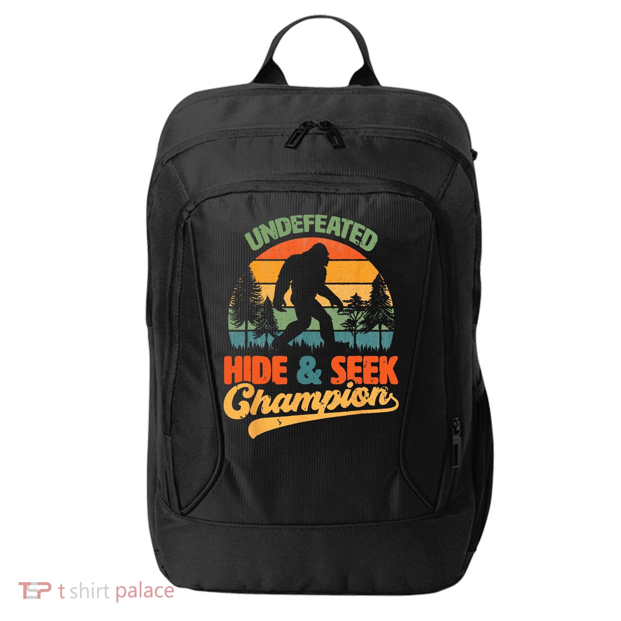 Bigfoot Hide and Seek Champ Sasquatch Hiding Champion Retro City Backpack
