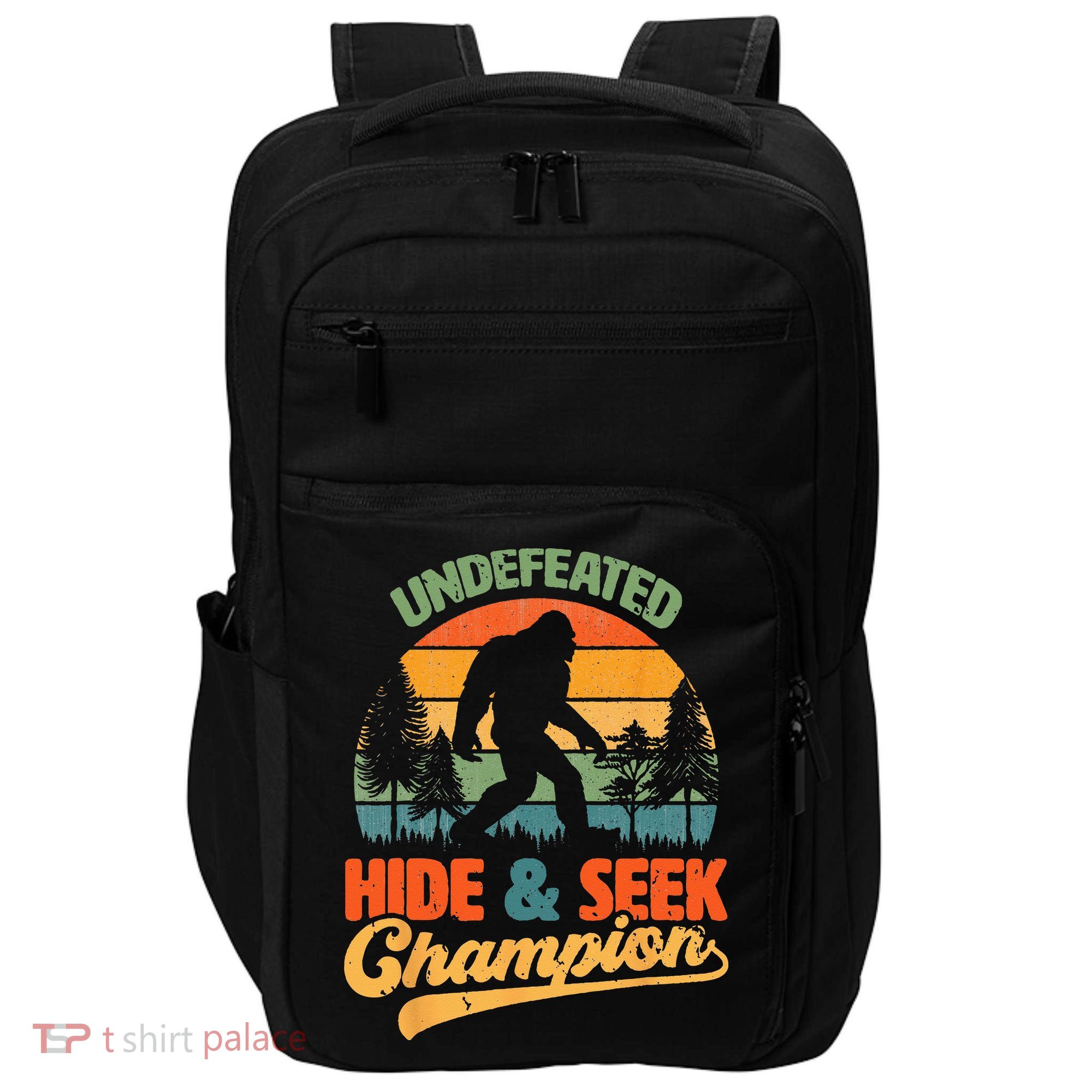 Bigfoot Hide and Seek Champ Sasquatch Hiding Champion Retro Impact Tech Backpack