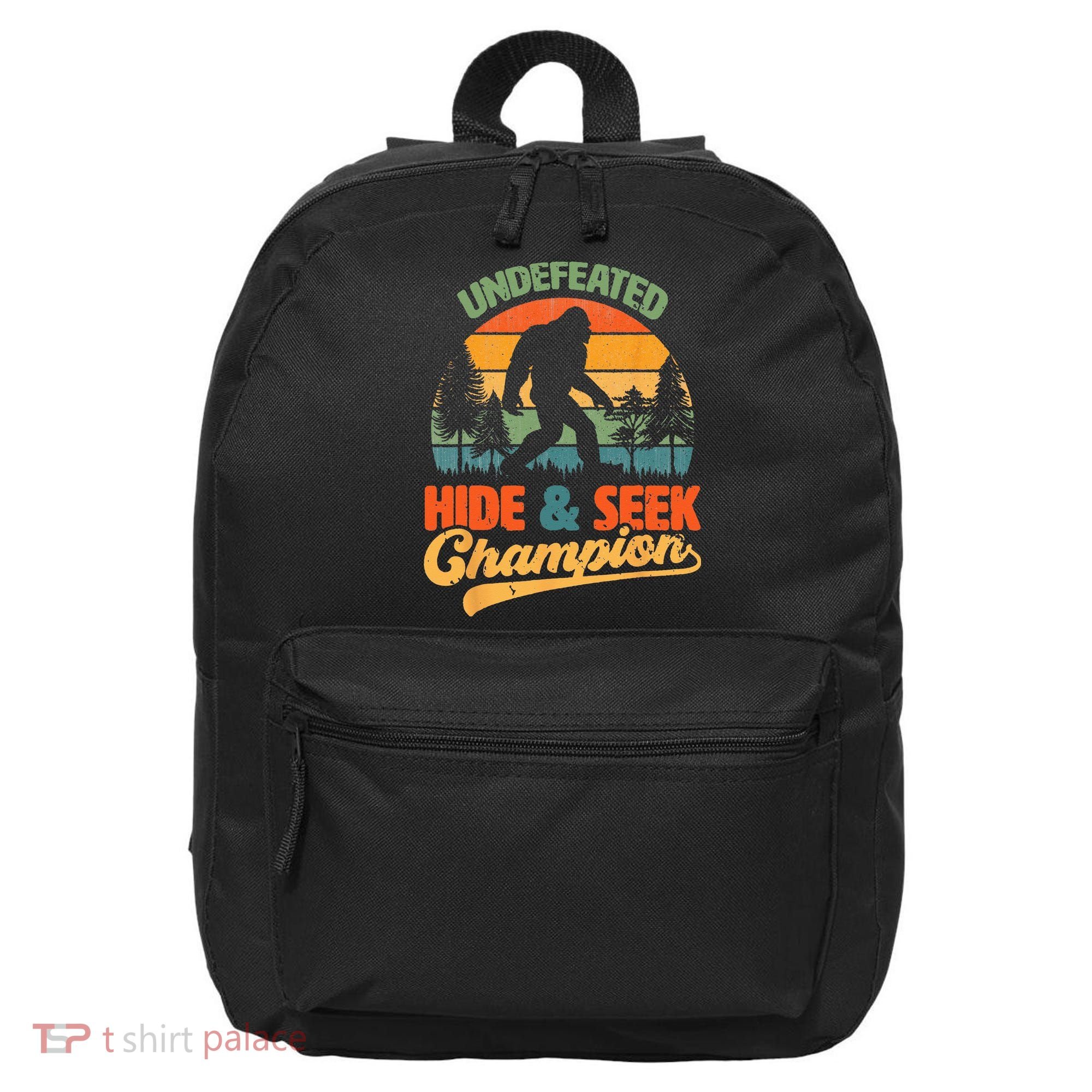 Bigfoot Hide and Seek Champ Sasquatch Hiding Champion Retro 16 in Basic Backpack
