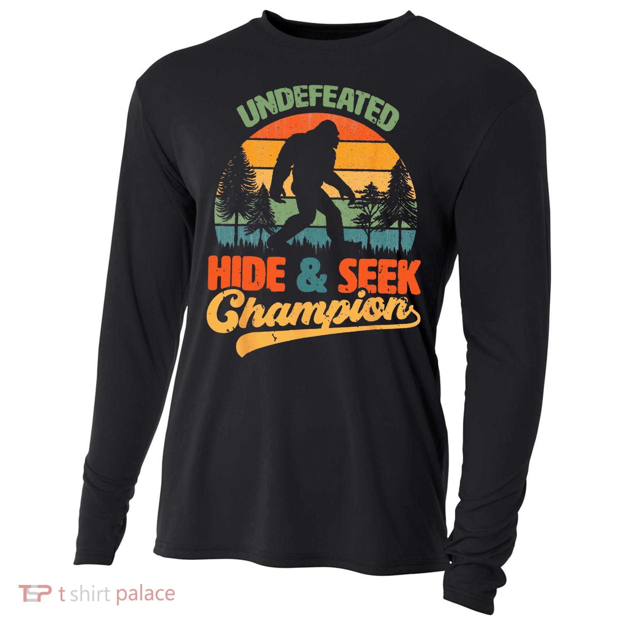 Bigfoot Hide and Seek Champ Sasquatch Hiding Champion Retro Cooling Performance Long Sleeve Crew