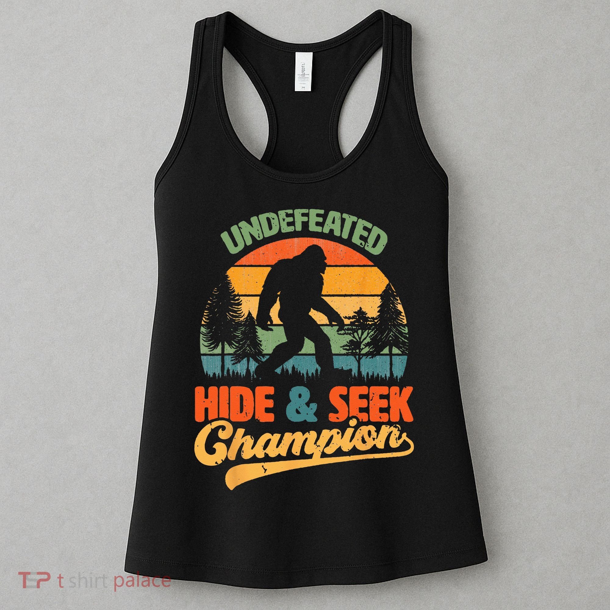 Bigfoot Hide and Seek Champ Sasquatch Hiding Champion Retro Women's Tank Top
