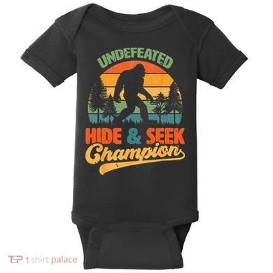 Bigfoot Hide and Seek Champ Sasquatch Hiding Champion Retro Baby Bodysuit