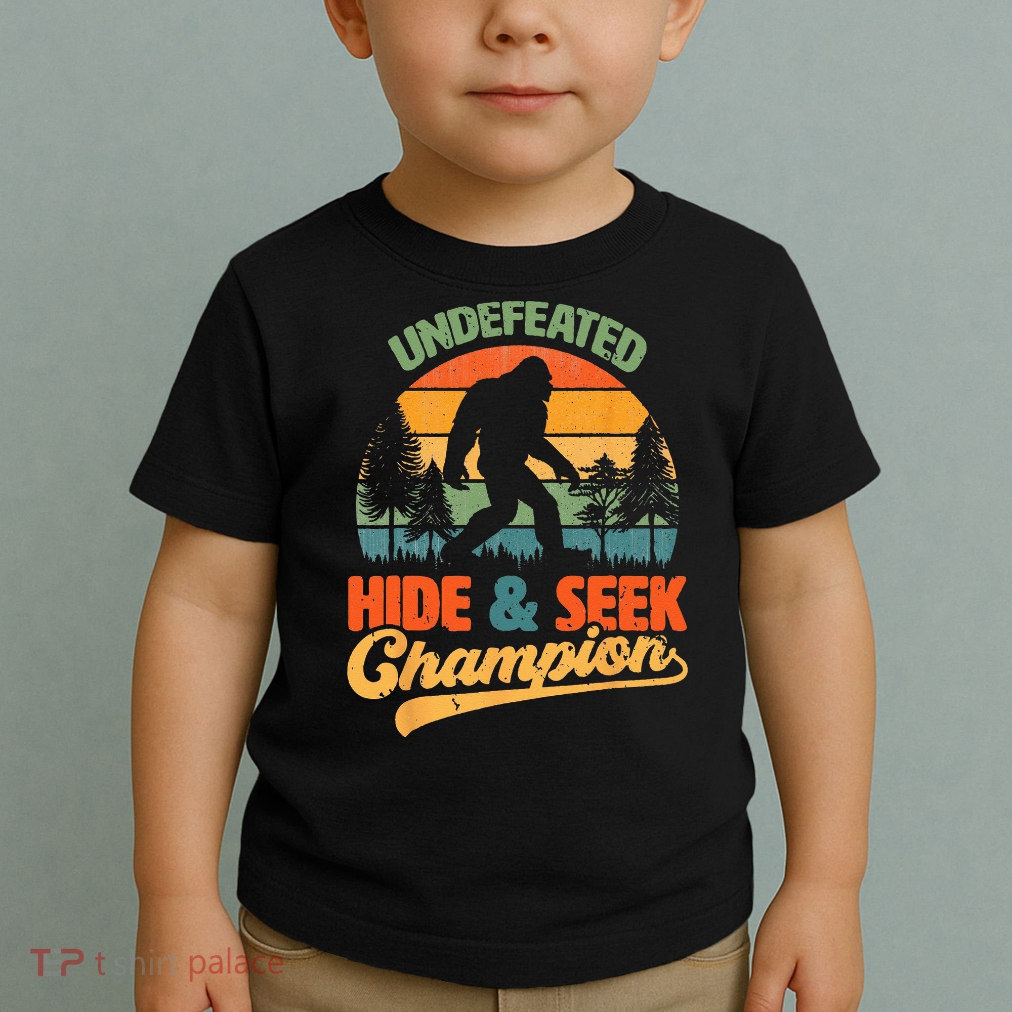 Bigfoot Hide and Seek Champ Sasquatch Hiding Champion Retro Toddler T-Shirt