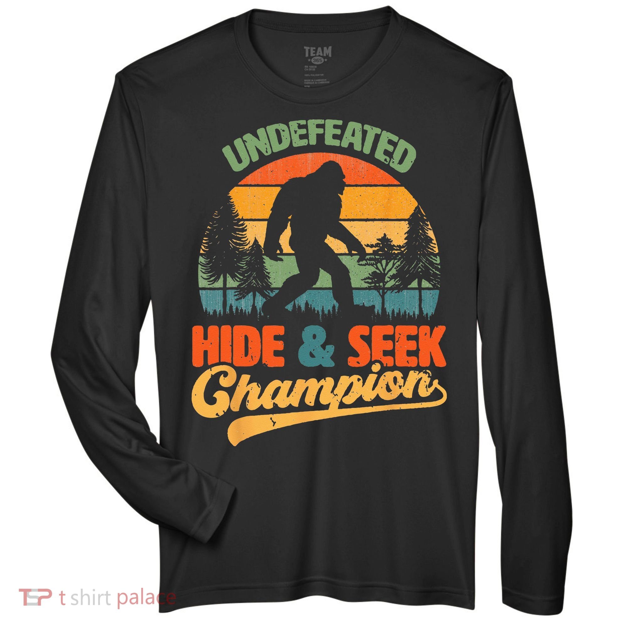Bigfoot Hide and Seek Champ Sasquatch Hiding Champion Retro Zone Performance Long-Sleeve T-Shirt