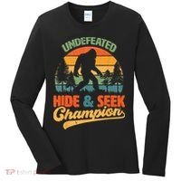 Bigfoot Hide and Seek Champ Sasquatch Hiding Champion Retro Women's Long Sleeve Shirt thumb 0