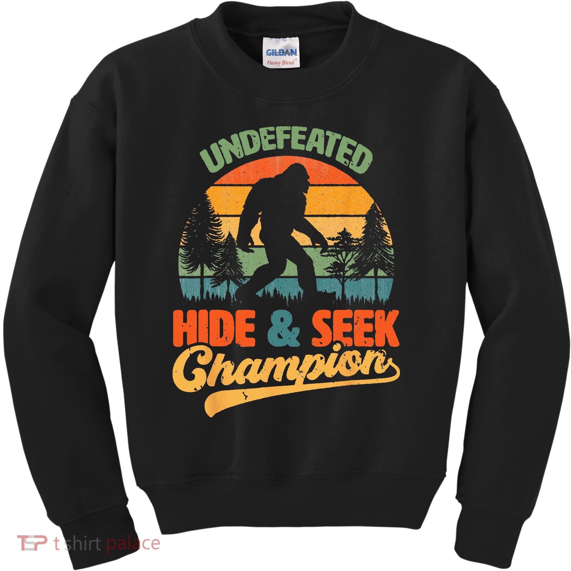 Bigfoot Hide and Seek Champ Sasquatch Hiding Champion Retro Kids Sweatshirt