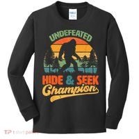 Bigfoot Hide and Seek Champ Sasquatch Hiding Champion Retro Kids Long Sleeve Shirt thumb 0