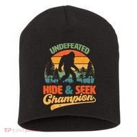 Bigfoot Hide and Seek Champ Sasquatch Hiding Champion Retro Short Acrylic Beanie thumb 0