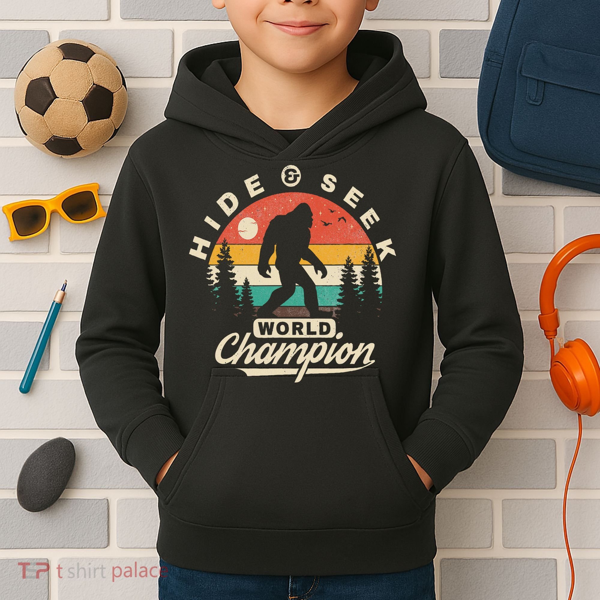 Bigfoot Hide And Seek World Champion Sasquatch Kids Hoodie