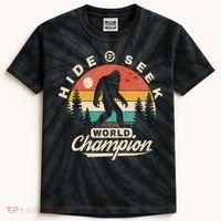 Bigfoot Hide And Seek World Champion Sasquatch Kids Tie-Dye T-Shirt thumb 0
