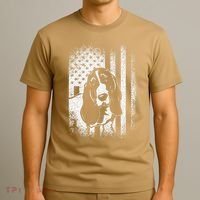 Basset Hound American Flag Dog Dad Dog Mom Lover T-Shirt thumb 3