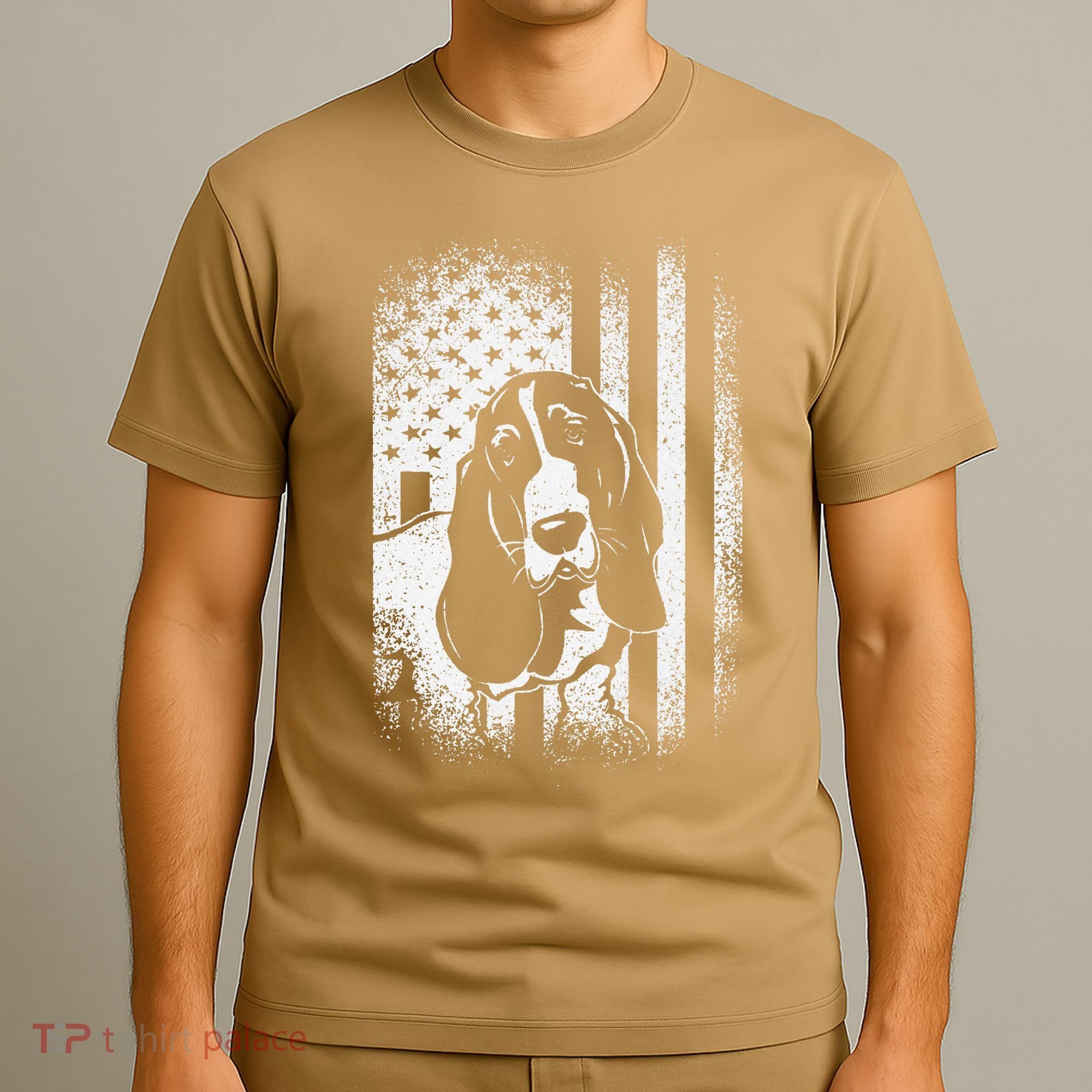 Basset Hound American Flag Dog Dad Dog Mom Lover T-Shirt