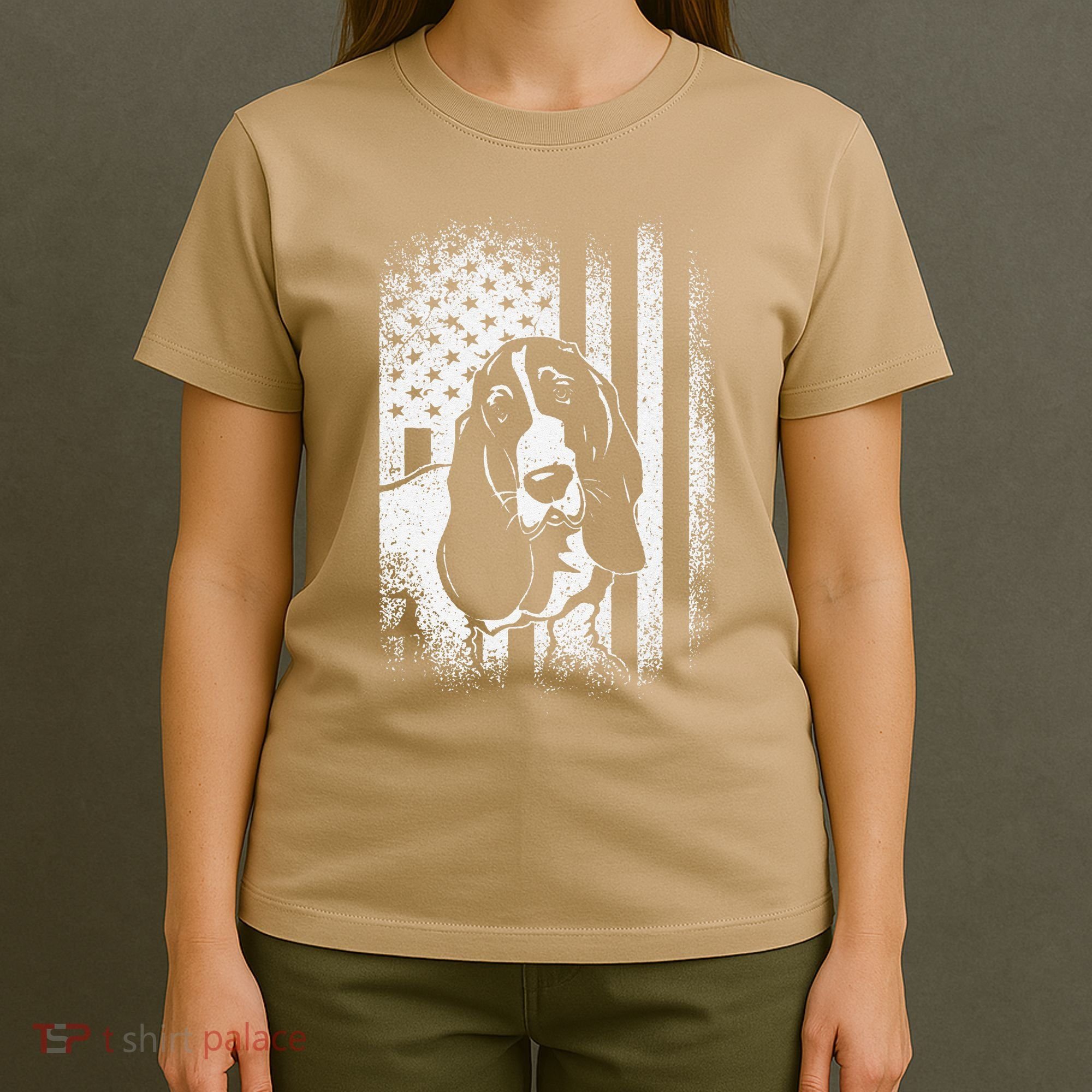 Basset Hound American Flag Dog Dad Dog Mom Lover T-Shirt