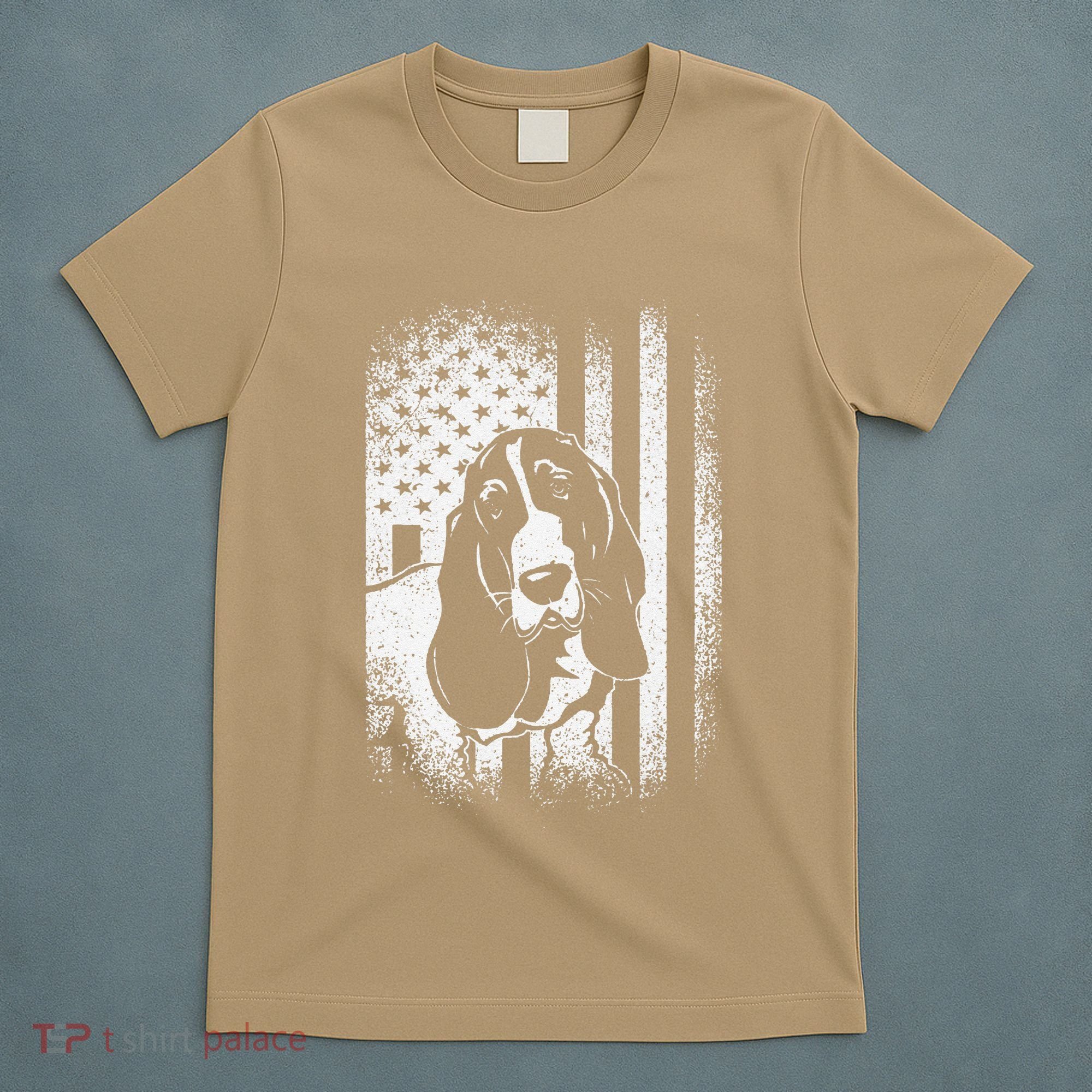 Basset Hound American Flag Dog Dad Dog Mom Lover T-Shirt