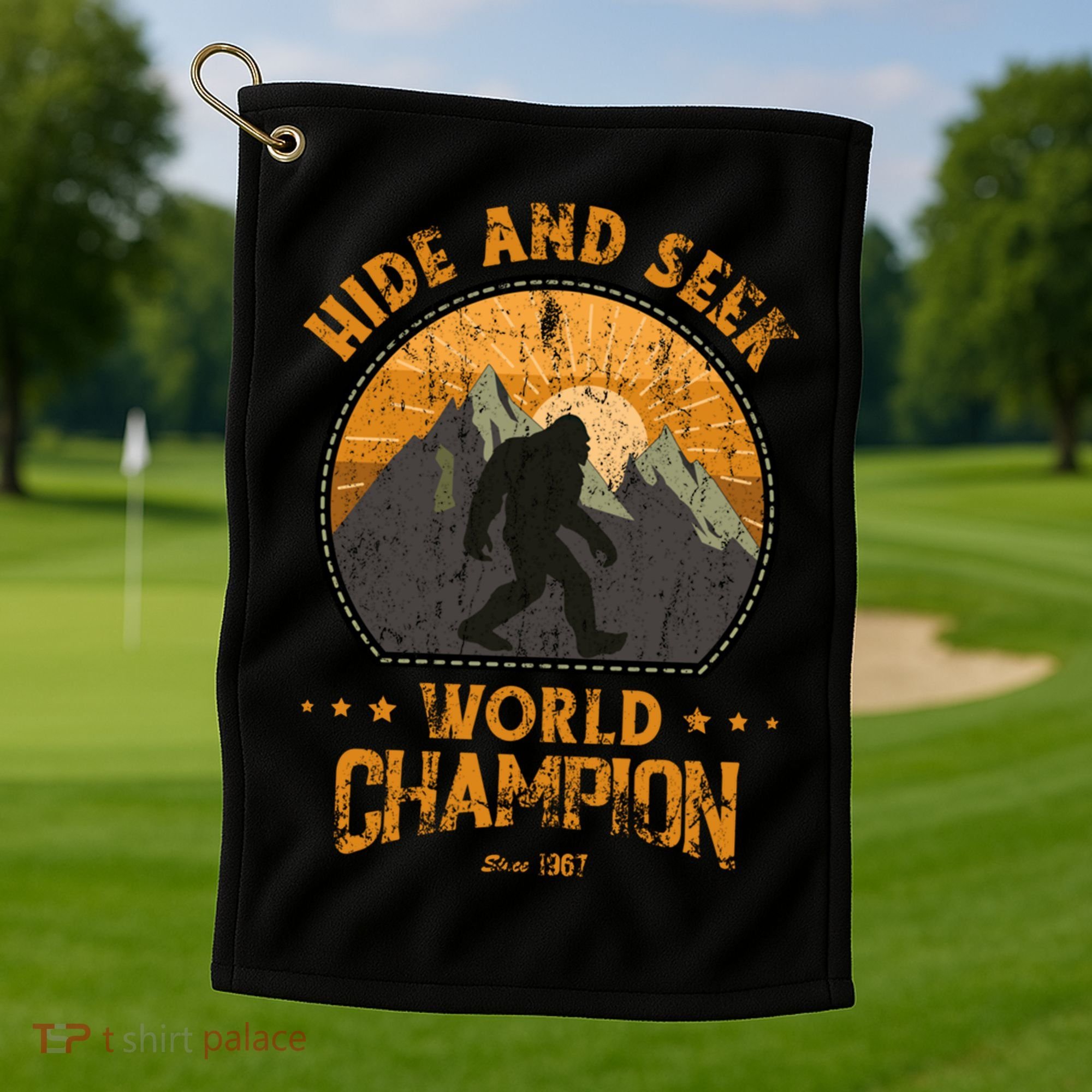 Bigfoogift Hide And Seek Bigfoot Hide And Seek Champion Cool Gift Golf Towel