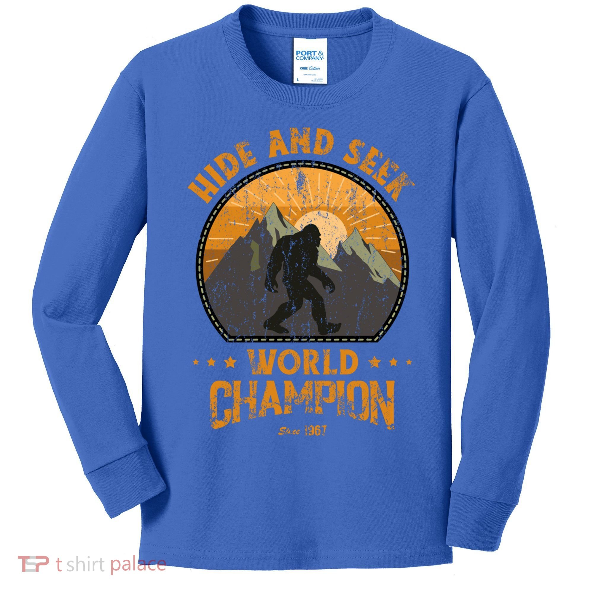 Bigfoogift Hide And Seek Bigfoot Hide And Seek Champion Cool Gift Kids Long Sleeve Shirt
