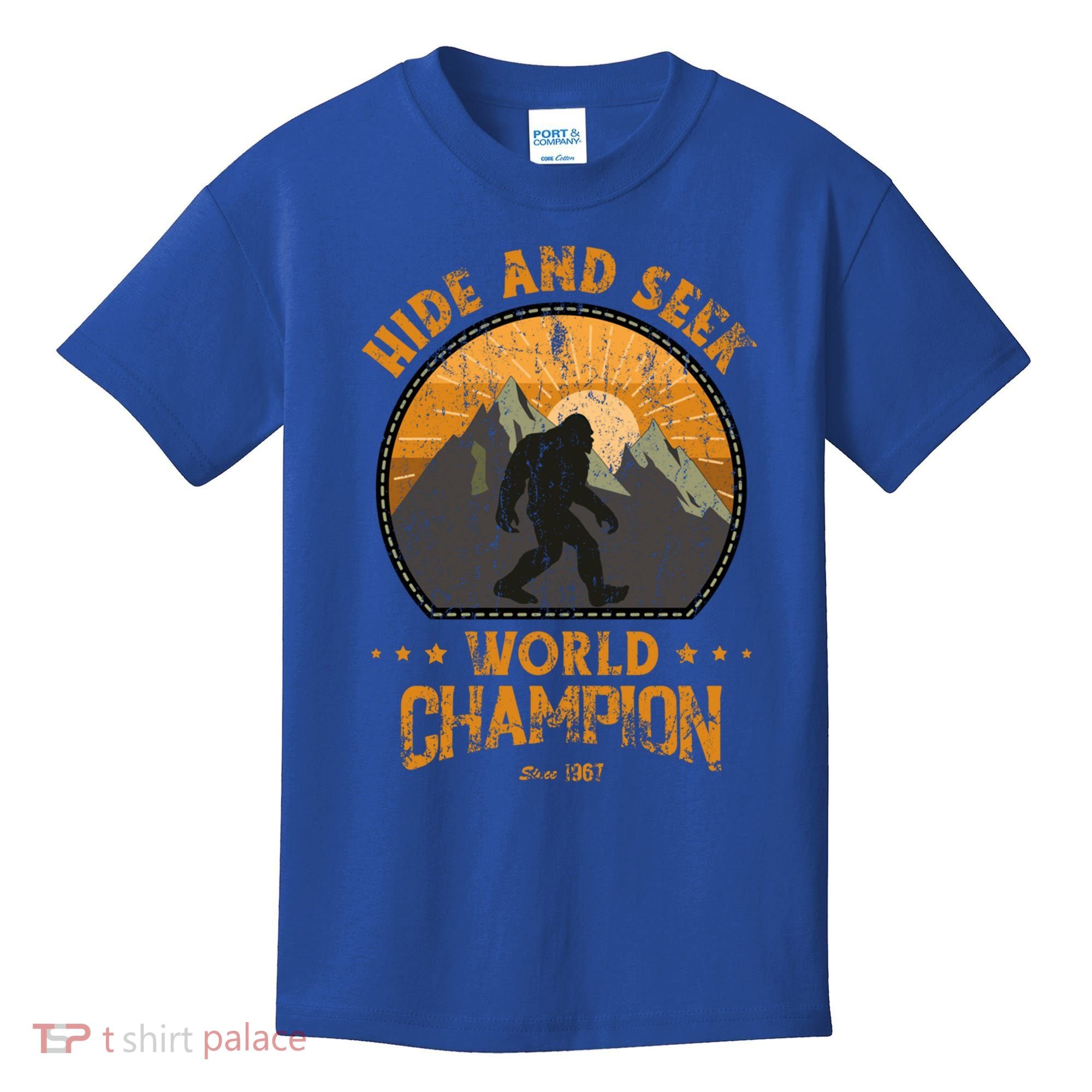 Bigfoogift Hide And Seek Bigfoot Hide And Seek Champion Cool Gift Kids T-Shirt