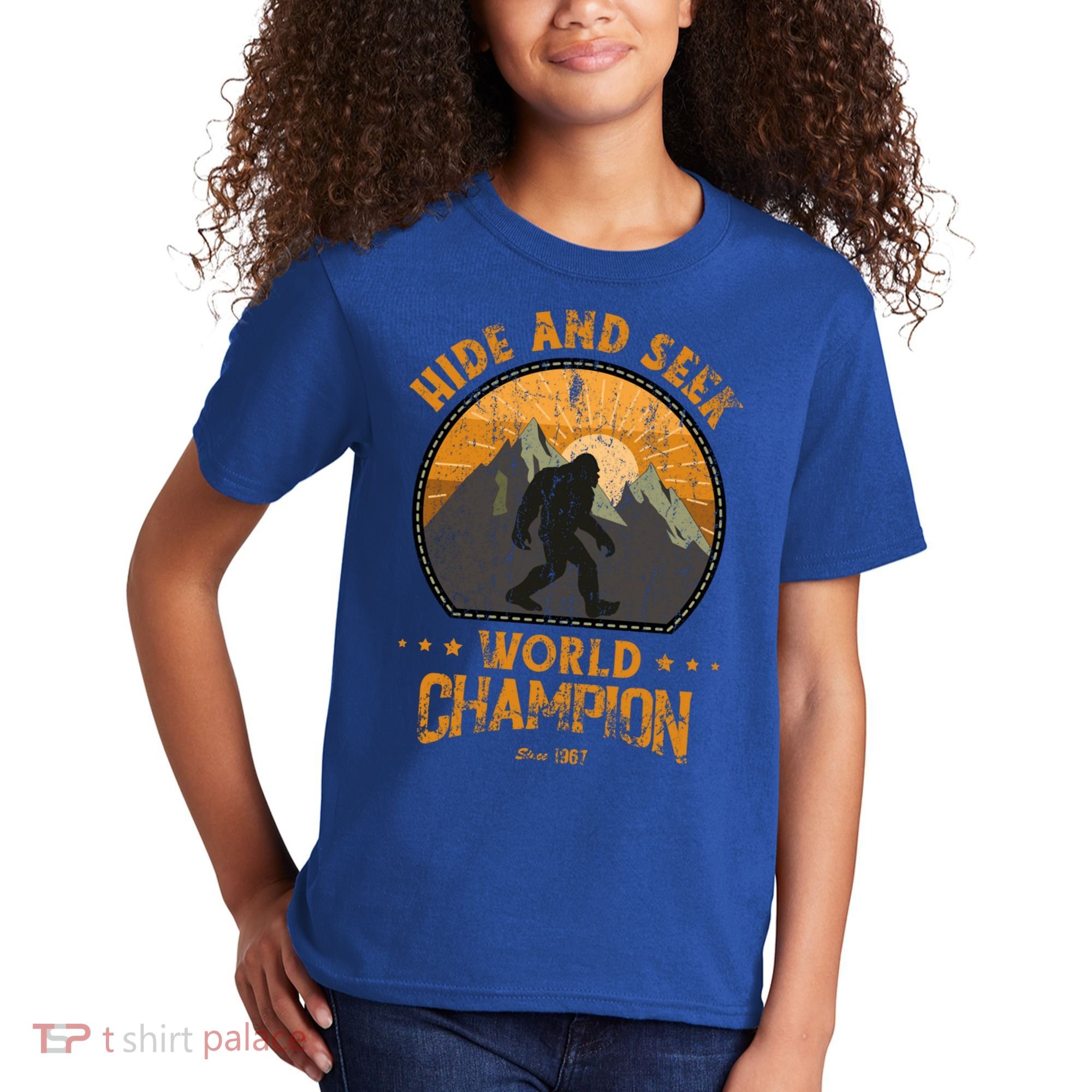 Bigfoogift Hide And Seek Bigfoot Hide And Seek Champion Cool Gift Kids T-Shirt