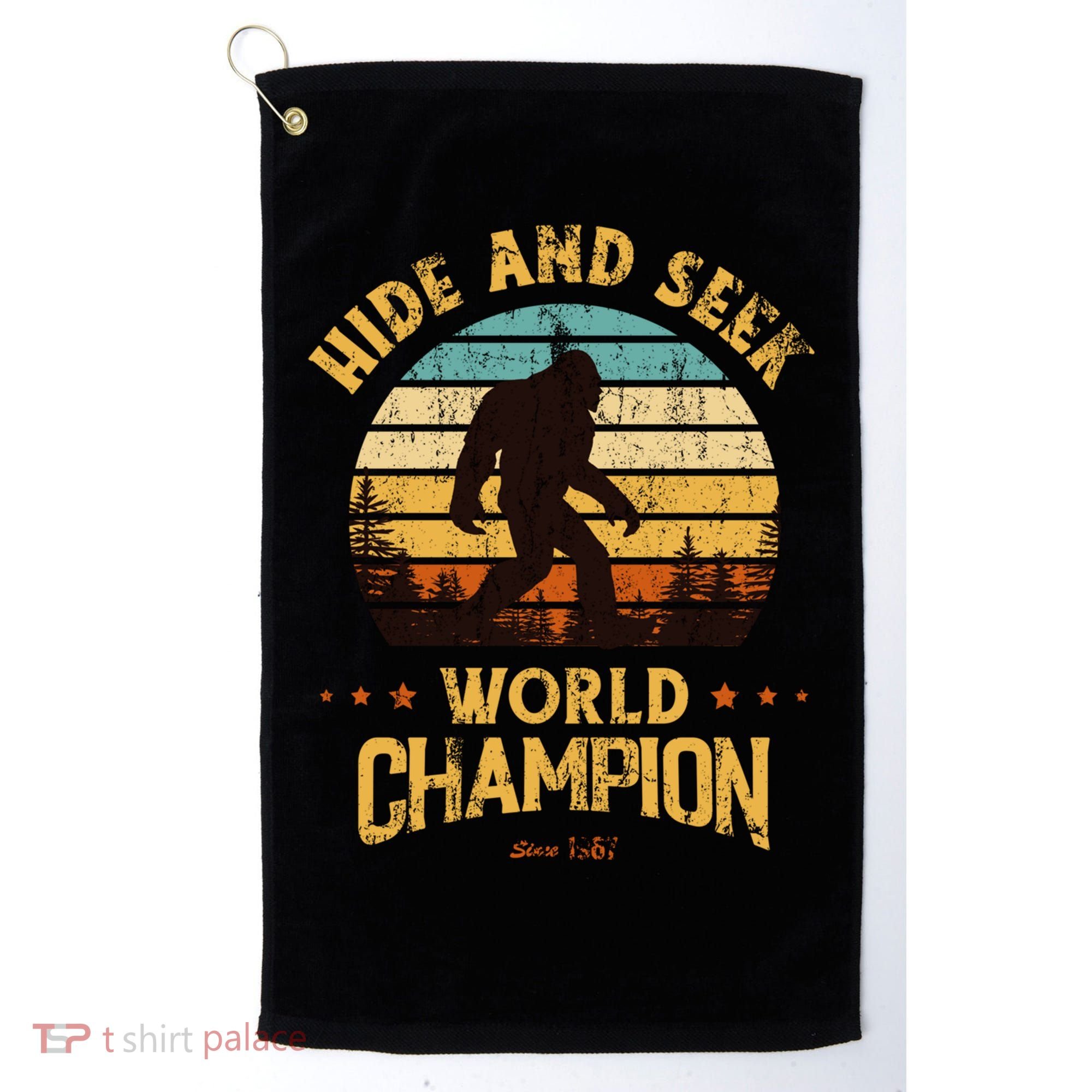 Bigfoogift Hide And Seek Bigfoot Hide And Seek Champion Cute Gift Golf Towel