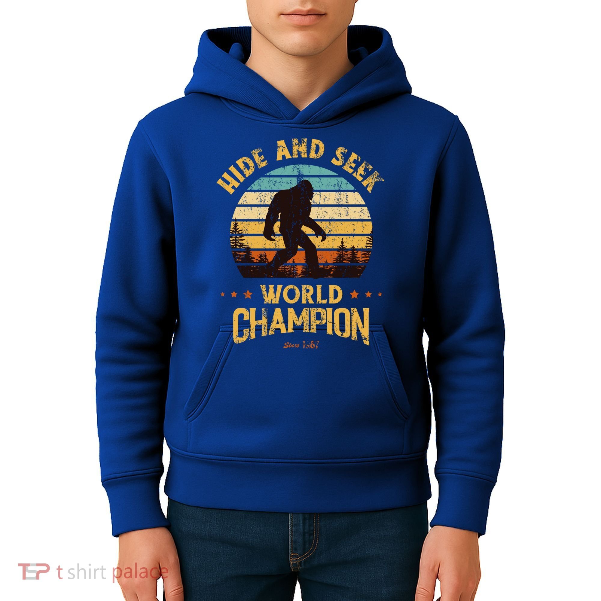 Bigfoogift Hide And Seek Bigfoot Hide And Seek Champion Cute Gift Kids Hoodie