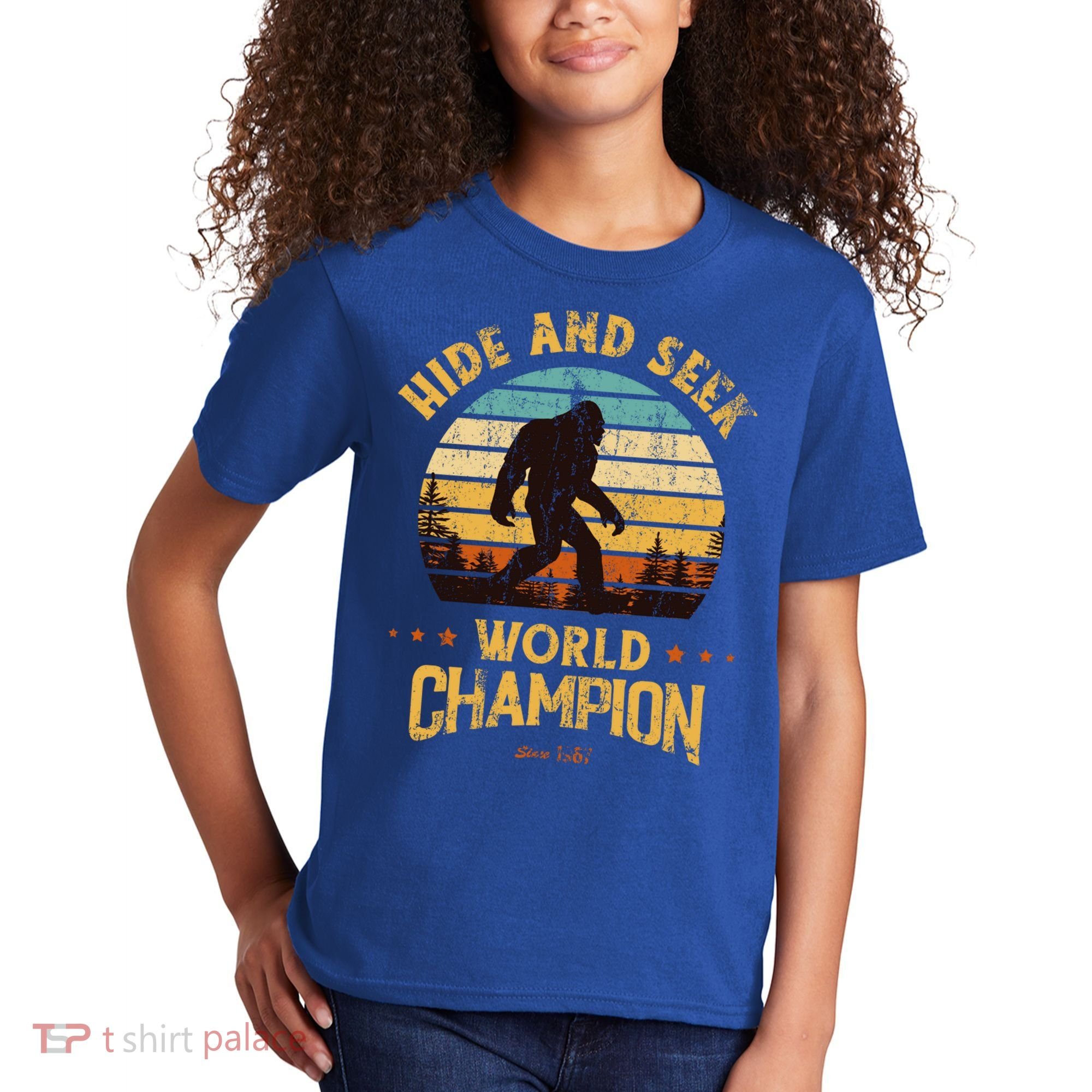 Bigfoogift Hide And Seek Bigfoot Hide And Seek Champion Cute Gift Kids T-Shirt
