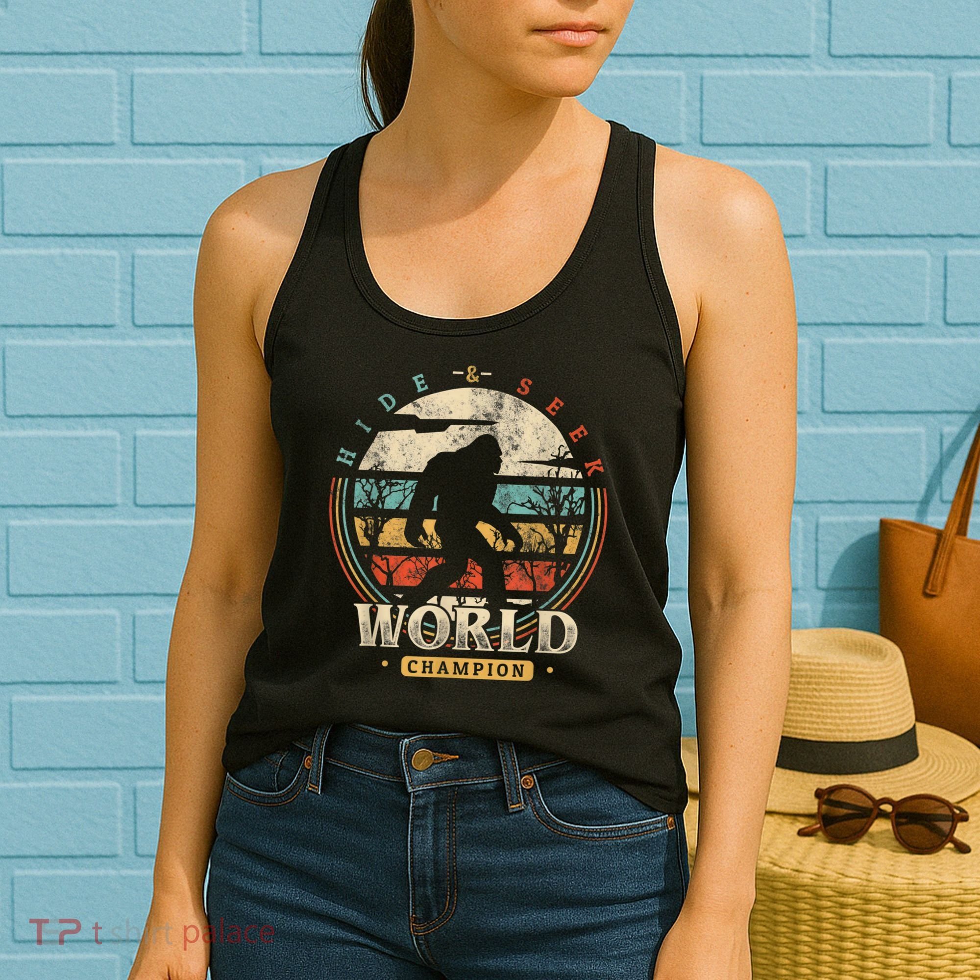 Bigfoot Hide And Seek Champion Sasquatch Camping Tees Women's Tank Top