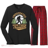 Bigfoot Hide And Seek Champion Sasquatch Stuff Women's Long Sleeve Flannel Pajama Set  thumb 0