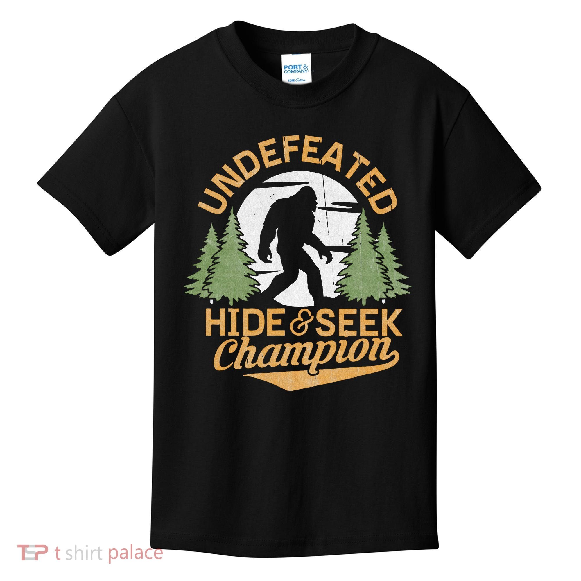 Bigfoot Hide And Seek Champion Sasquatch Stuff Kids T-Shirt