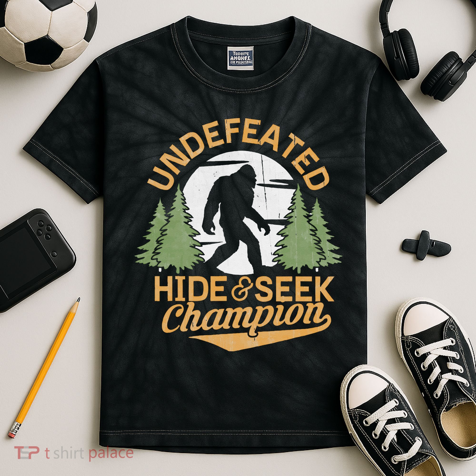 Bigfoot Hide And Seek Champion Sasquatch Stuff Kids Tie-Dye T-Shirt