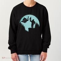 Bigfoot Holding A Cat Funny Alien Riding Ufo Sasquatch Cat Women's Sweatshirt thumb 0