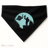 Bigfoot Holding A Cat Funny Alien Riding Ufo Sasquatch Cat USA-Made Doggie Bandana thumb 0