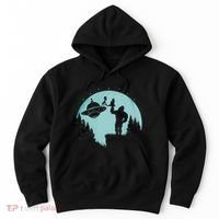 Bigfoot Holding A Cat Funny Alien Riding Ufo Sasquatch Cat Hoodie thumb 0