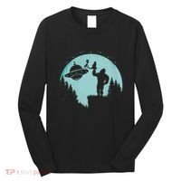 Bigfoot Holding A Cat Funny Alien Riding Ufo Sasquatch Cat Long Sleeve Shirt thumb 0