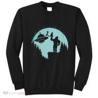 Bigfoot Holding A Cat Funny Alien Riding Ufo Sasquatch Cat Sweatshirt thumb 0