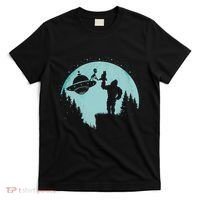 Bigfoot Holding A Cat Funny Alien Riding Ufo Sasquatch Cat T-Shirt thumb 0