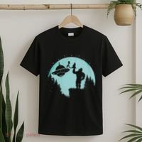 Bigfoot Holding A Cat Funny Alien Riding Ufo Sasquatch Cat T-Shirt thumb 2